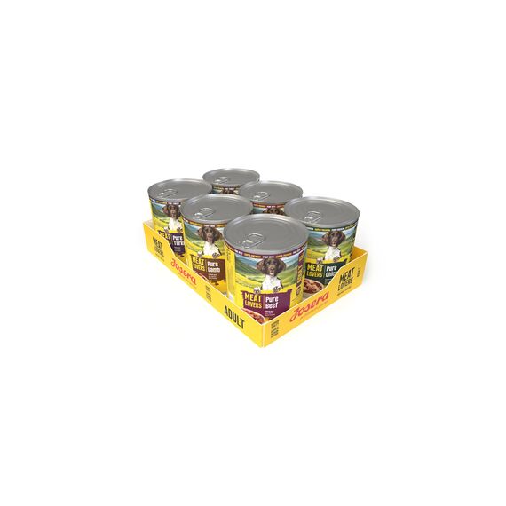 JOSERA Meat Lovers Pure Multipack (6 x 400 g) | Adult | Premium Nassfutter für ausgewachsene Hunde | 4 Verschiedene Sorten| hoher Fleischanteil (68%) | getreidefrei | Hundefutter nass | 6er Pack
