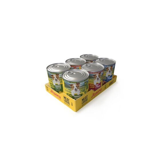 JOSERA Meat Lovers Pure Multipack (6 x 800 g) | Adult | Premium Nassfutter für ausgewachsene Hunde | 4 Verschiedene Sorten| hoher Fleischanteil (68%) | getreidefrei | Hundefutter nass | 6er Pack