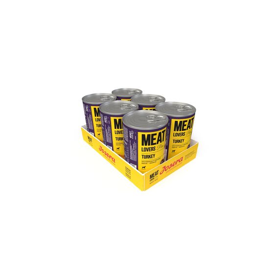 Josera Meat Lovers Pure Turkey | Nassfutter für Hunde | hoher Fleischanteil | getreidefrei | leckere Pute, saftige Brühe und Mineralstoffe | Alleinfuttermittel | 6 x 400 g