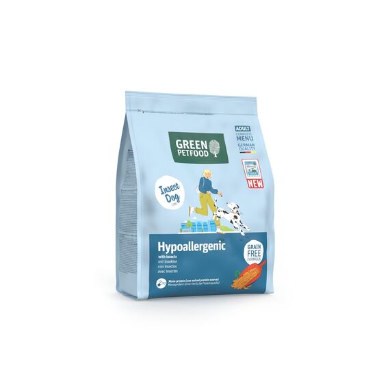 Green Petfood InsectDog Hypoallergen mit Insekten (1 x 900 g) | Adult | Premium Trockenfutter für ausgewachsene allergische Hunde | getreidefrei | nachhaliges Hundefutter | German Quality | 1er Pack