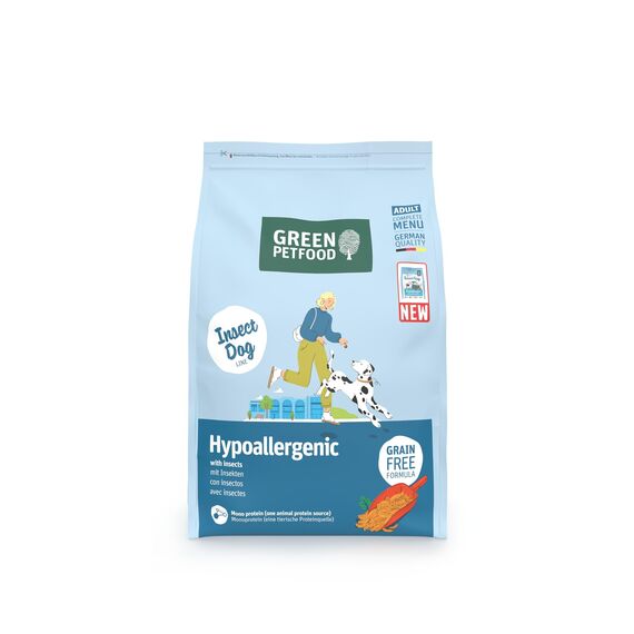 Green Petfood InsectDog Hypoallergen mit Insekten (1 x 3 kg) | Adult | Premium Trockenfutter für ausgewachsene allergische Hunde | getreidefrei | nachhaliges Hundefutter | German Quality | 1er Pack