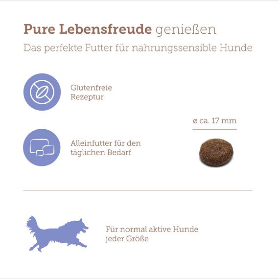MERA Pure Sensitive Lamm & Reis, Hundefutter trocken für Sensible Hunde, Trockenfutter aus Lamm und Reis, Futter für ausgewachsenen Hund, ohne Weizen und Zucker (4 kg) (Packung mit 3)