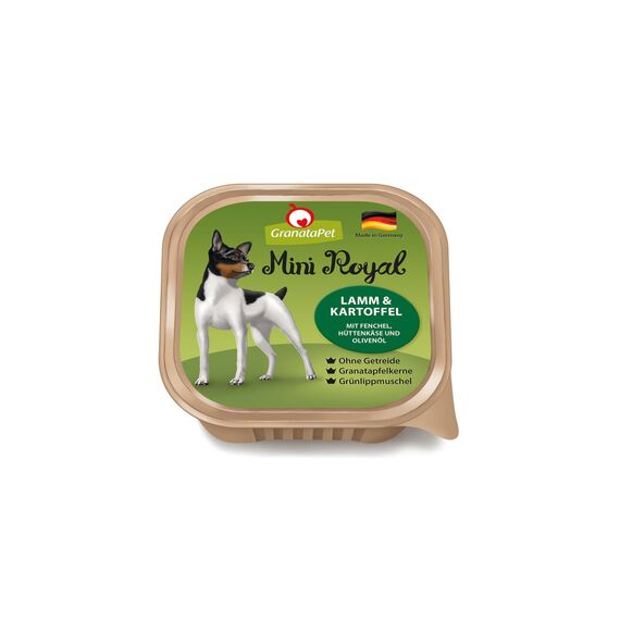 GranataPet Mini Royal Lamm & Kartoffel, Nassfutter für Hunde, Hundefutter ohne Getreide & ohne Zuckerzusatz, Alleinfuttermittel für ausgewachsene Hunde, 11 x 150 g