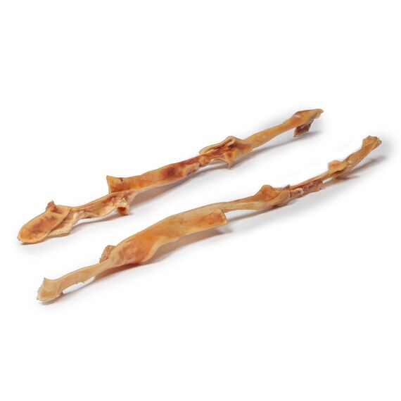 DIBO Rinderkopfhautstange, ca. 80cm, 5 Stück, Rinderkopfhaut - Naturkau-Snack oder Leckerli als Stange, Qualitätskauartikel ohne Chemie