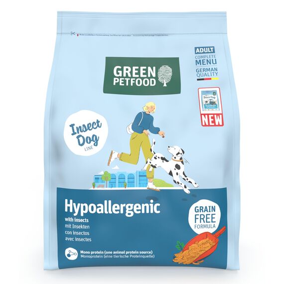 Green Petfood InsectDog Hypoallergen mit Insekten (1 x 900 g) | Adult | Premium Trockenfutter für ausgewachsene allergische Hunde | getreidefrei | nachhaliges Hundefutter | German Quality | 1er Pack