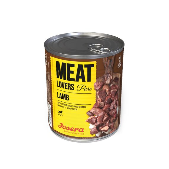 JOSERA Meat Lovers Pure Lamb (6 x 800 g) | Adult | Premium Nassfutter für ausgewachsene Hunde | extra viel Lammfleisch (68%) | Monoprotein | getreidefrei | Hundefutter nass | 6er Pack