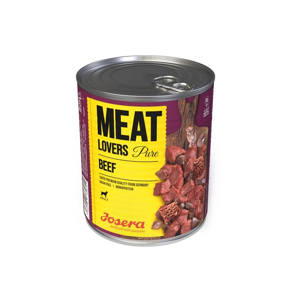 JOSERA Meat Lovers Pure Beef (6 x 800 g) | Adult | Premium Nassfutter für ausgewachsene Hunde | extra viel Rindfleisch (68%) | Monoprotein | getreidefrei | Hundefutter nass | 6er Pack