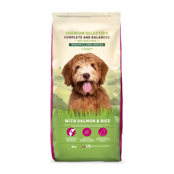 by Amazon Hundefutter Für Ausgewachsene Hunde (Adult) Aller Rassen, Fein Zubereitetes Trockenfutter Mit Lachs Und Reis, 15 (1er-Pack)(Zuvor eine Marke von Lifelong, gleiches Produkt)