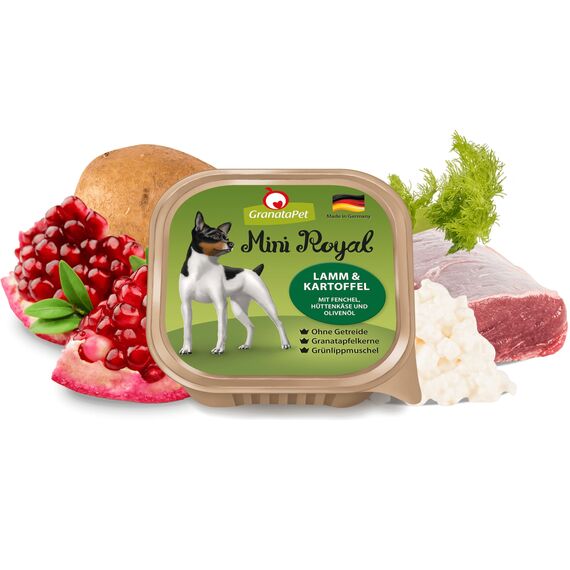 GranataPet Mini Royal Lamm & Kartoffel, Nassfutter für Hunde, Hundefutter ohne Getreide & ohne Zuckerzusatz, Alleinfuttermittel für ausgewachsene Hunde, 11 x 150 g