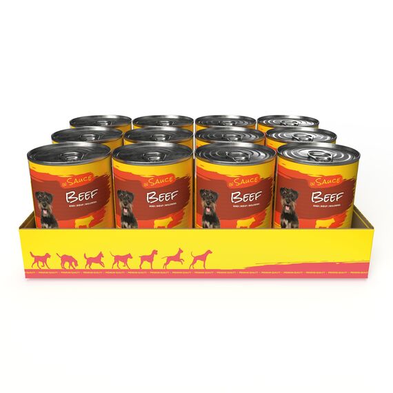 JosiDog Beef in Sauce (12 x 415 g) | Adult | Premium Nassfutter für ausgewachsene Hunde | mit Rind in Sauce mit Vitamin D3 & E | Powered by JOSERA | Hundefutter nass | Alleinfutter | 12er Pack
