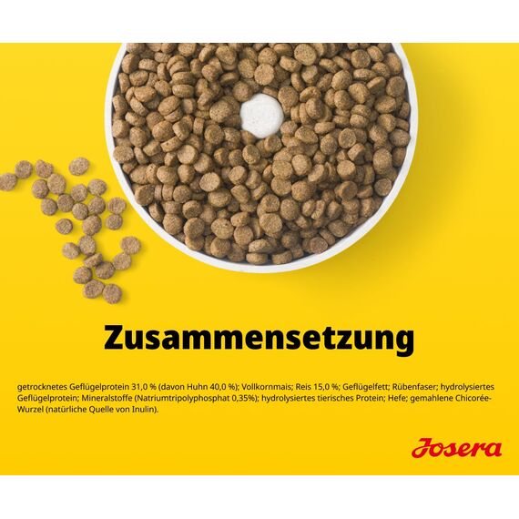 JOSERA Mini Adult Huhn & Reis (1 x 3 kg) | Premium Trockenfutter für ausgewachsene Hunde Kleiner Rassen | mit Biotin für Haut & Fell | kleine Kroketten | extraverträglich | gluternfrei | 1er Pack