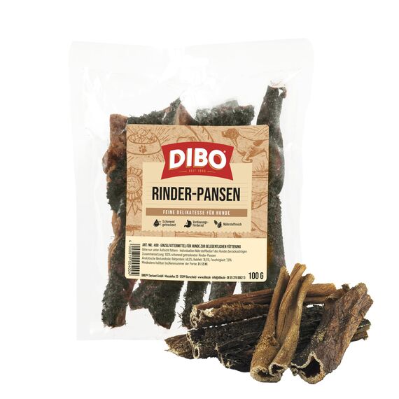 DIBO Rinderpansen, 100g-Beutel, der kleine Naturkau-Snack oder Leckerli für Zwischendurch, Hundefutter, Qualitätskauartikel ohne Chemie von DIBO