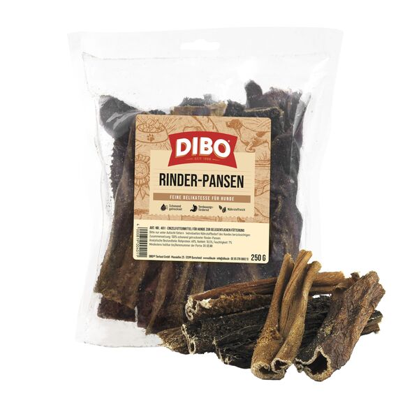 DIBO Rinderpansen, 250g-Beutel, der kleine Naturkau-Snack oder Leckerli für Zwischendurch, Hundefutter, Qualitätskauartikel ohne Chemie von DIBO
