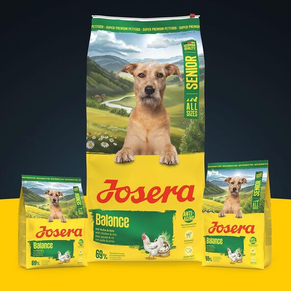 JOSERA Senior Balance Huhn & Reis (1 x 3 kg) | Premium Trockenfutter für ausgewachsene ältere Hunde | phosphorarm - mit wenig Fett & Protein speziell für Senioren | glutenfrei | 1er Pack