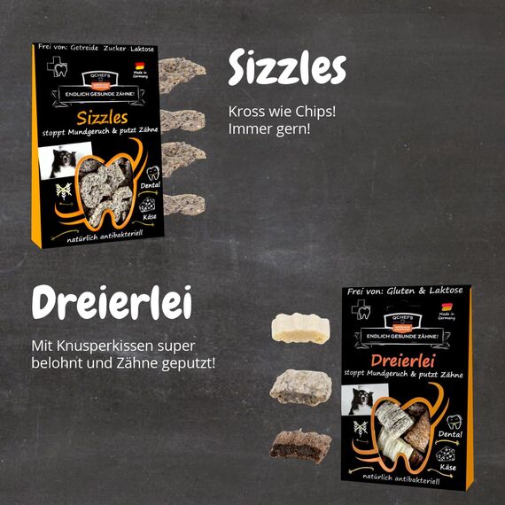 QCHEFS Snackbox Neu: Zahnputzflocken gegen Zahnstein- mit Zahnputzleckerli Zähne geputzt