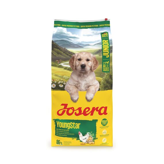 JOSERA Junior YoungStar Huhn & Kartoffel (1 x 12,5 kg) | Premium Trockenfutter für wachsende Hunde | Welpenfutter für mittlere & große Rassen zur optimalen Versorgung | getreidefrei | 1er Pack
