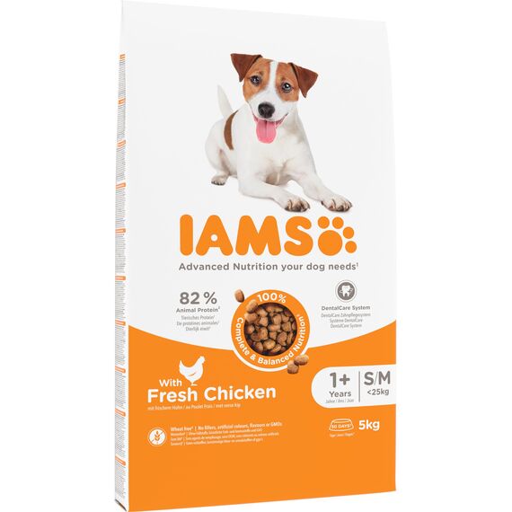 IAMS Hundefutter trocken mit Huhn - Trockenfutter für erwachsene Hunde ab 1 Jahr, geeignet für kleine & mittelgroße Hunde, 5 kg