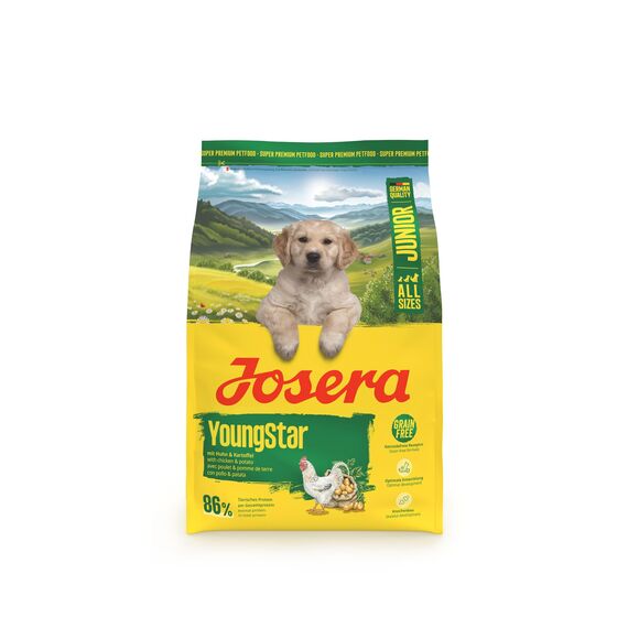 JOSERA Junior YoungStar Huhn & Kartoffel (1 x 3 kg) | Premium Trockenfutter für wachsende Hunde | Welpenfutter für mittlere & große Rassen zur optimalen Versorgung | getreidefrei | 1er Pack