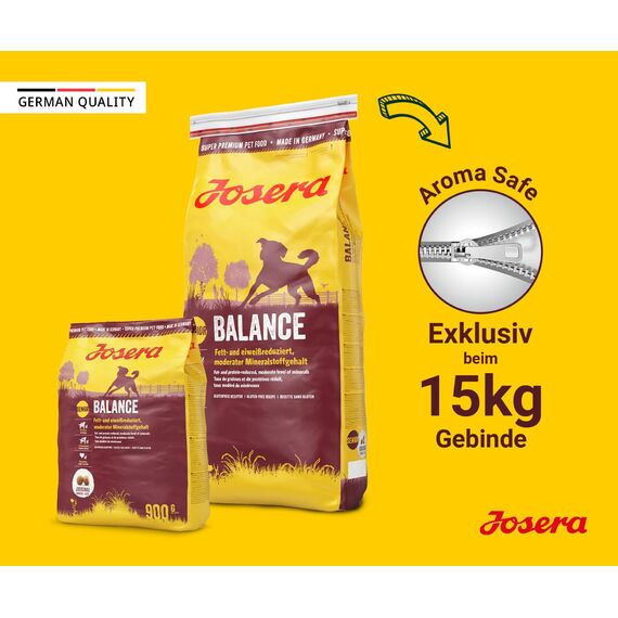JOSERA Balance (1 x 15 kg) | Senior | Premium Trockenfutter für ausgewachsene ältere Hunde | Geflügel & Reis | fett- und eiweißreduziert speziell für Senioren | weizenfrei | Hundefutter | 1er Pack