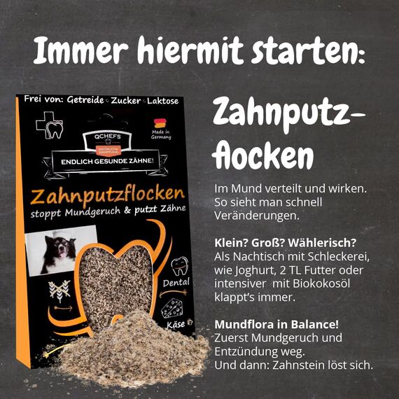 QCHEFS Snackbox Neu: Zahnputzflocken gegen Zahnstein- mit Zahnputzleckerli Zähne geputzt