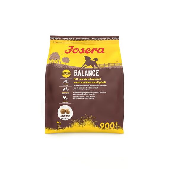 JOSERA Balance (5 x 900 g) | Senior | Premium Trockenfutter für ausgewachsene ältere Hunde | Geflügel & Reis | fett- und eiweißreduziert speziell für Senioren | weizenfrei | Hundefutter | 5er Pack