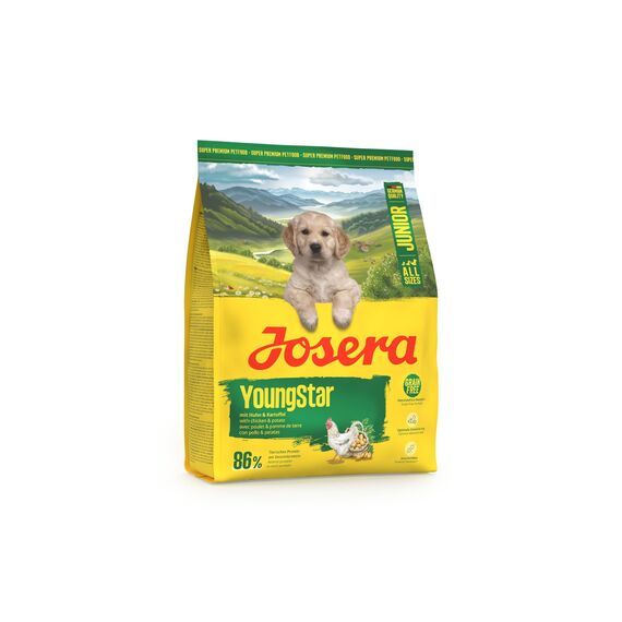 JOSERA Junior YoungStar Huhn & Kartoffel (1 x 900 g) | Premium Trockenfutter für wachsende Hunde | Welpenfutter für mittlere und große Rassen zur optimalen Versorgung | getreidefrei | 1er Pack