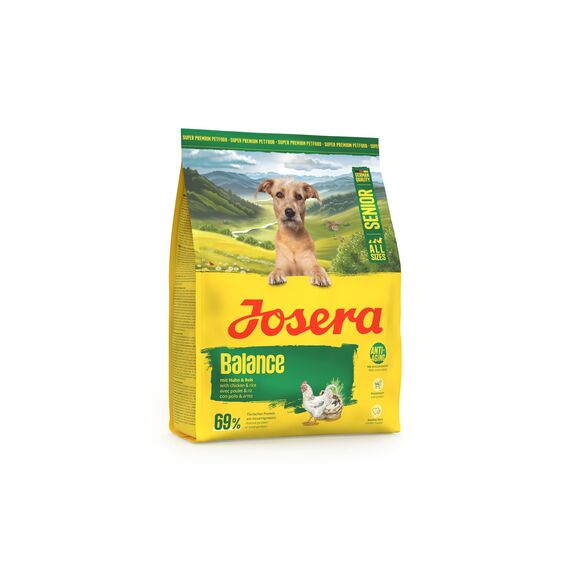 JOSERA Senior Balance Huhn & Reis (1 x 900 g) | Premium Trockenfutter für ausgewachsene ältere Hunde | fett- und eiweißreduziert speziell für Senioren | weizenfrei | phosphorarm | 1er Pack