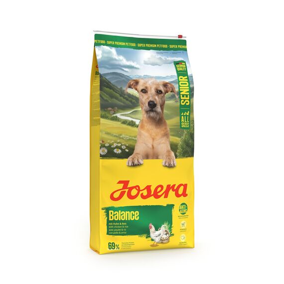 JOSERA Senior Balance Huhn & Reis (1 x 12,5 kg) | Premium Trockenfutter für ausgewachsene ältere Hunde | phosphorarm - mit wenig Fett & Protein speziell für Senioren | glutenfrei | 1er Pack
