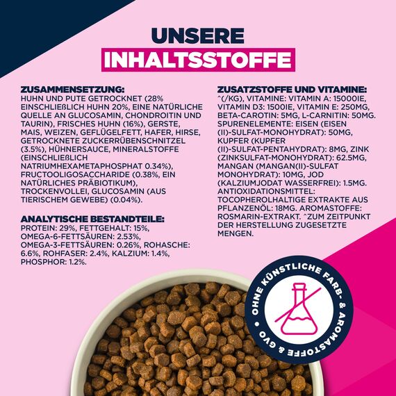 Eukanuba Hundefutter Trocken mit frischem Huhn für kleine Rassen, Premium Trockenfutter für reife Hunde, 7,5 kg