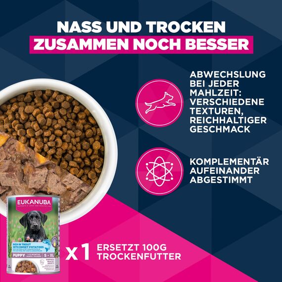 Eukanuba Welpenfutter mit frischem Huhn für kleine Rassen, Premium Trockenfutter für Junior Hunde, 7,5 kg