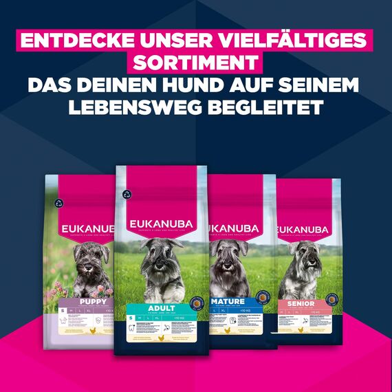 Eukanuba Welpenfutter mit frischem Huhn für kleine Rassen, Premium Trockenfutter für Junior Hunde, 7,5 kg