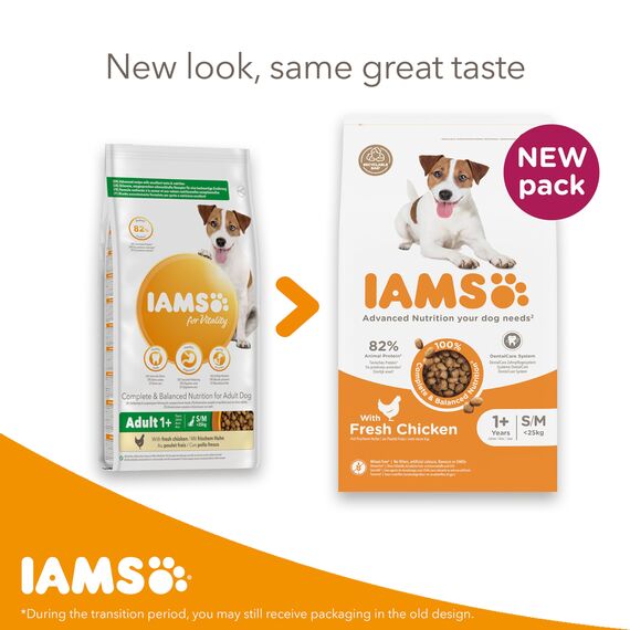 IAMS Hundefutter trocken mit Huhn - Trockenfutter für Erwachsene Hunde ab 1 Jahr, geeignet für kleine & mittelgroße Hunde, 3 kg