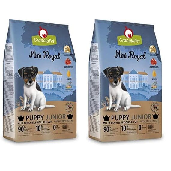 GranataPet Mini Royal Junior, Trockenfutter für Hunde, Hundefutter ohne Getreide & ohne Zuckerzusatz, Alleinfuttermittel für Welpen 1 kg (Packung mit 2)