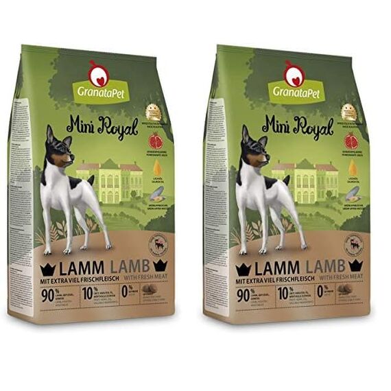 GranataPet Mini Royal Lamm, Trockenfutter für Hunde, Hundefutter ohne Getreide & ohne Zuckerzusatz, Alleinfuttermittel für ausgewachsene Hunde, 1 kg (Packung mit 2)