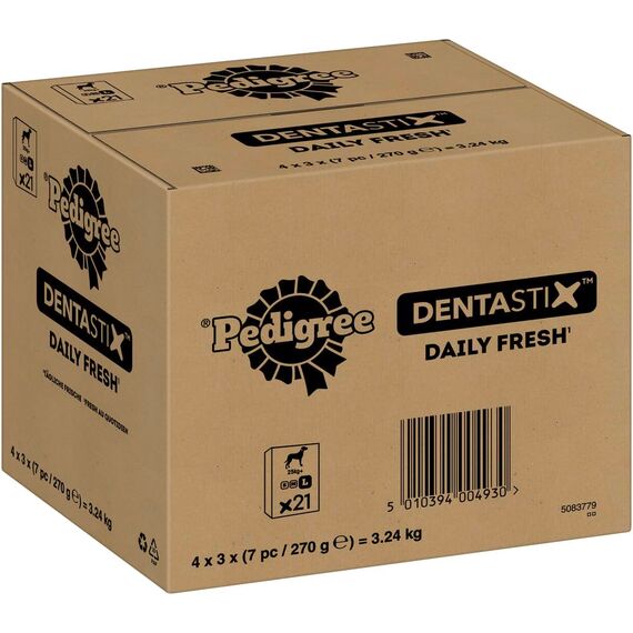 Pedigree DentaStix Fresh Hundeleckerli für große Hunde, Kausnack gegen Zahnsteinbildung, Für gesunde Zähne und einen frischen Atem, 4 er Pack, 4 x 28 Stück