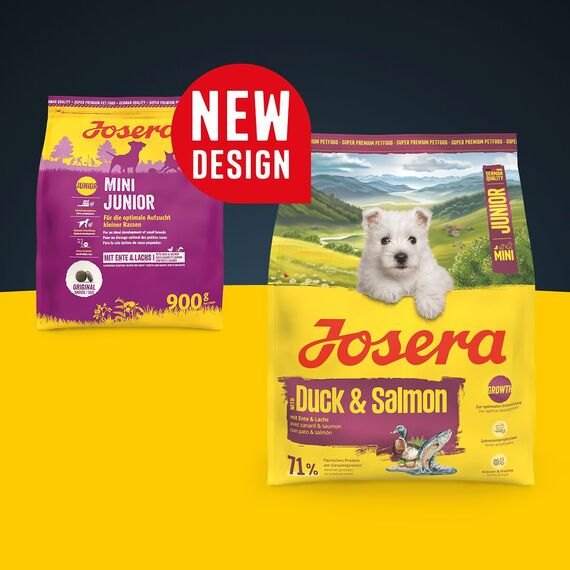 JOSERA Mini Junior Ente & Lachs (1 x 3 kg) | Premium Trockenfutter für wachsende Hunde bis 10 kg ab der 6. Woche | Welpenfutter zur optimalen Entwicklung | kleine Kroketten | glutenfrei |1er Pack