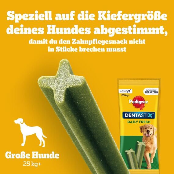 Pedigree DentaStix Fresh Hundeleckerli für große Hunde, Kausnack gegen Zahnsteinbildung, Für gesunde Zähne und einen frischen Atem, 4 er Pack, 4 x 28 Stück