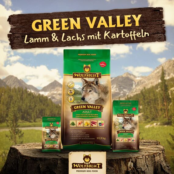 Wolfsblut - Green Valley - 15 kg - Lamm und Lachs - Trockenfutter - Hundefutter - Getreidefrei