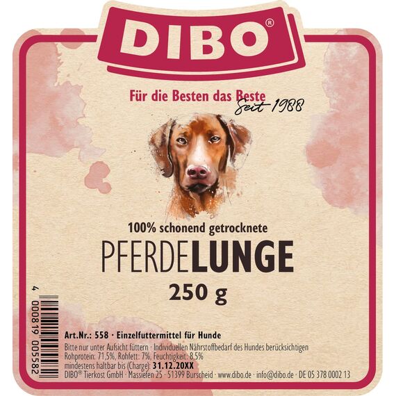 DIBO Pferde-Lunge, 250g-Beutel, der kleine Naturkau-Snack oder Leckerli für Zwischendurch, Hundefutter, Qualitätskauartikel ohne Chemie (Packung mit 2)