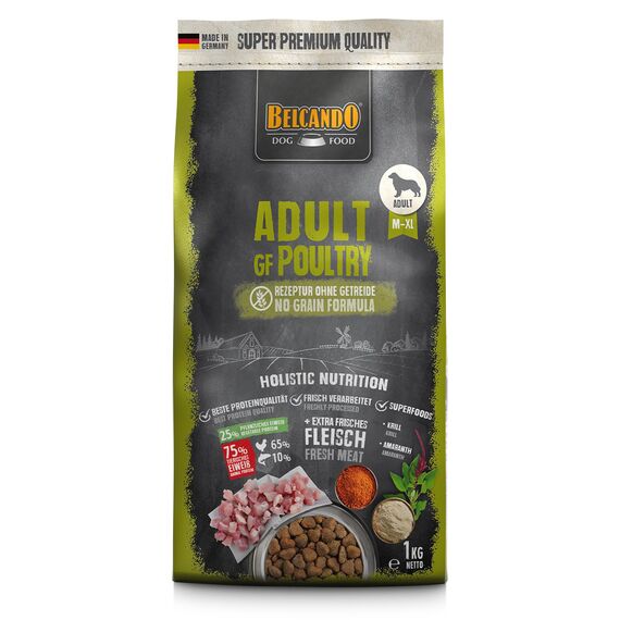 Belcando Adult GF Poultry [1 kg] getreidefreies Hundefutter | Trockenfutter ohne Getreide | Alleinfuttermittel für ausgewachsene Hunde ab 1 Jahr