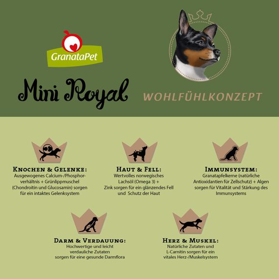 GranataPet Mini Royal Lamm, Trockenfutter für Hunde, Hundefutter ohne Getreide & ohne Zuckerzusatz, Alleinfuttermittel für ausgewachsene Hunde, 1 kg (Packung mit 2)