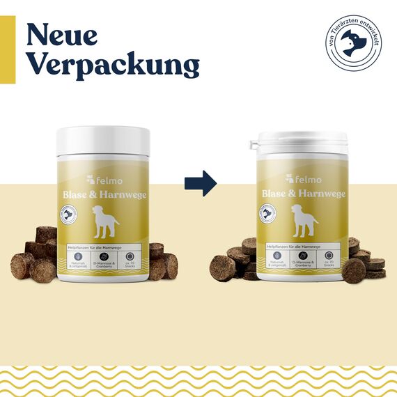 Snack für Hunde mit Cranberries & D-Mannose, ca. 70 Stück – Getreide- & Zuckerfrei mit Ackerschachtelhalm, Löwenzahn, pflanzliche Zutaten in Verbindung mit Blase & Harnwege