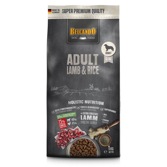 Belcando Adult Lamb & Rice Hundefutter | Trockenfutter für empfindliche Hunde | Alleinfuttermittel für ausgewachsene Hunde ab 1 Jahr (1 kg neu)