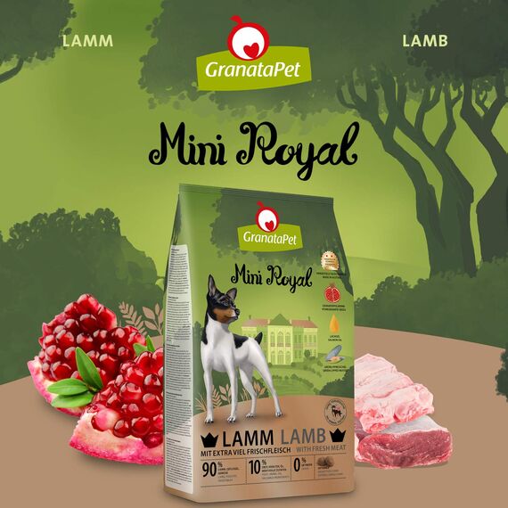 GranataPet Mini Royal Lamm, Trockenfutter für Hunde, Hundefutter ohne Getreide & ohne Zuckerzusatz, Alleinfuttermittel für ausgewachsene Hunde, 1 kg (Packung mit 2)