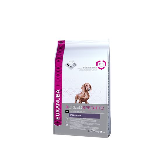 Eukanuba Breed Specific Dackel Trockenfutter - optimal auf die Rasse abgestimmtes Premium Hundefutter mit Huhn, 7,5 kg