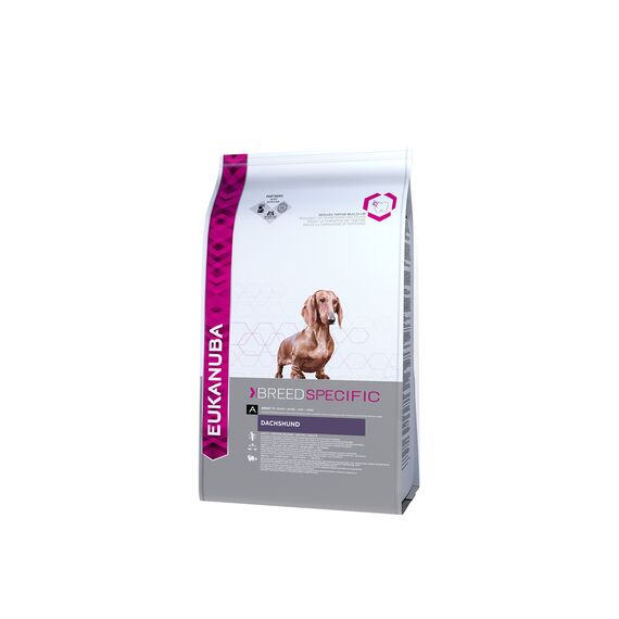 Eukanuba Breed Specific Dackel Trockenfutter - optimal auf die Rasse abgestimmtes Premium Hundefutter mit Huhn, 7,5 kg