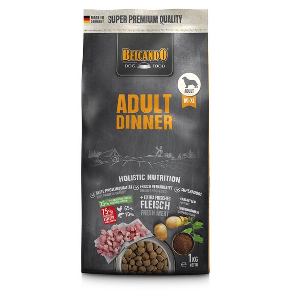 Belcando Adult Dinner Hundefutter | Trockenfutter für Hunde | Alleinfuttermittel für ausgewachsene Hunde Aller Rassen ab 1 Jahr (1 kg neu)