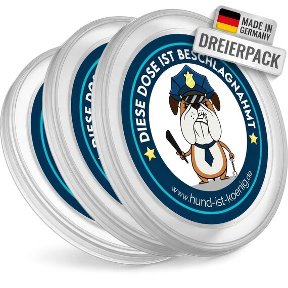 HUND IST KÖNIG Dosendeckel für Tierfutter (3 Stück) - Robuste Deckel für Katzen & Hundefutter Dosen - Tierfutter bleibt lange frisch Dosen schließen Gerüche ein - 400g / 200g Dosendeckel