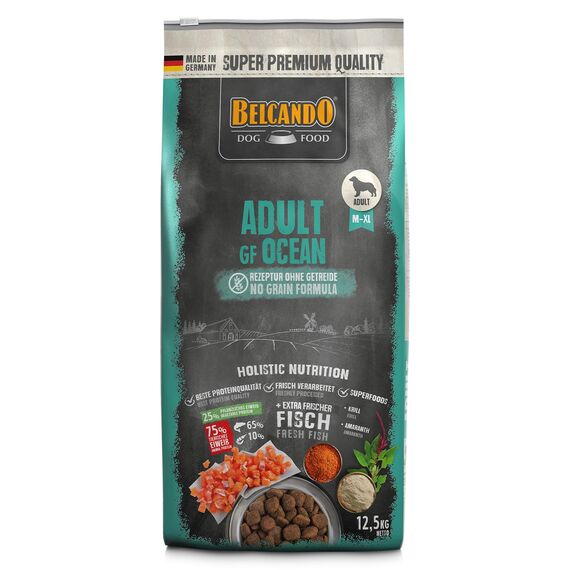 BELCANDO Adult GF Ocean [12,5 kg] getreidefreies Hundefutter | Sortenreines Trockenfutter ohne Getreide mit Fisch | Alleinfutter für ausgewachsene Hunde ab 1 Jahr