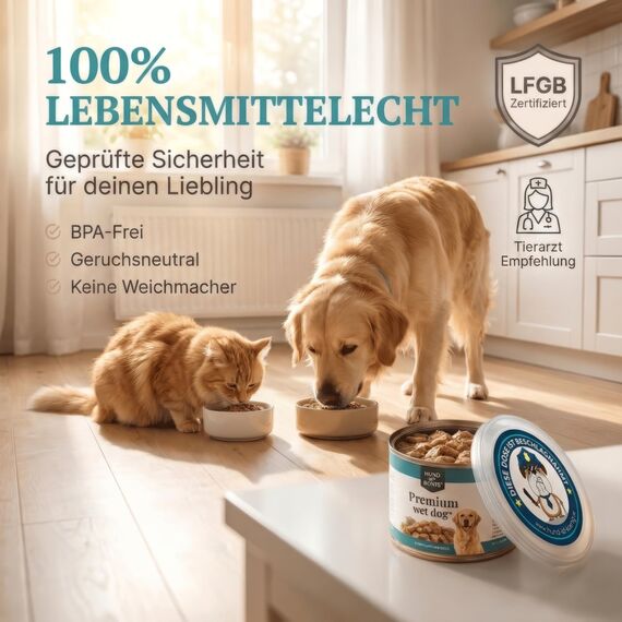 HUND IST KÖNIG Dosendeckel für Tierfutter (3 Stück) - Robuste Deckel für Katzen & Hundefutter Dosen - Tierfutter bleibt lange frisch Dosen schließen Gerüche ein - 800g Dosendeckel
